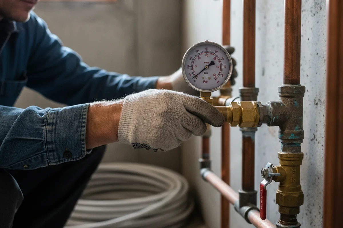 Pressure testing a repaired line during Water Line Repair in Granite Springs